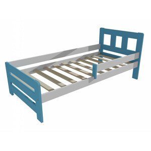 Dětská postel se zábranou VMK010D KIDS (Rozměr: 70 x 160 cm, Barva dřeva: barva modrá + bílá)