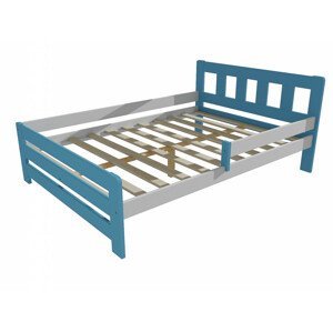 Dětská postel se zábranou VMK010D KIDS (Rozměr: 120 x 200 cm, Barva dřeva: barva modrá + bílá)