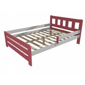 Dětská postel se zábranou VMK010D KIDS (Rozměr: 120 x 200 cm, Barva dřeva: barva růžová + bílá)