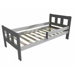 Dětská postel se zábranou VMK010EA KIDS (Rozměr: 80 x 160 cm, Barva dřeva: barva šedá + bílá)