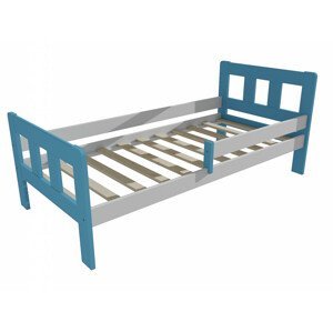 Dětská postel se zábranou VMK010EA KIDS (Rozměr: 70 x 160 cm, Barva dřeva: barva modrá + bílá)