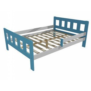 Dětská postel se zábranou VMK010EA KIDS (Rozměr: 120 x 200 cm, Barva dřeva: barva modrá + bílá)