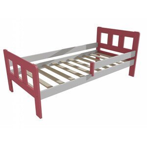Dětská postel se zábranou VMK010EA KIDS (Rozměr: 70 x 160 cm, Barva dřeva: barva růžová + bílá)