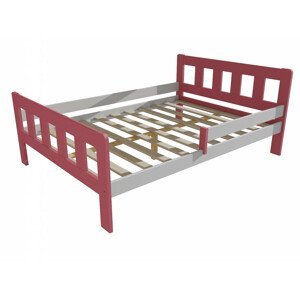 Dětská postel se zábranou VMK010EA KIDS (Rozměr: 120 x 200 cm, Barva dřeva: barva růžová + bílá)
