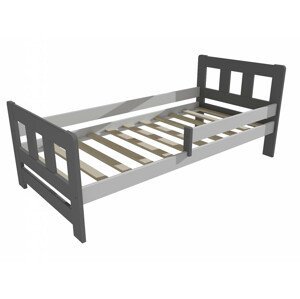 Dětská postel se zábranou VMK010FA KIDS (Rozměr: 80 x 160 cm, Barva dřeva: barva šedá + bílá)
