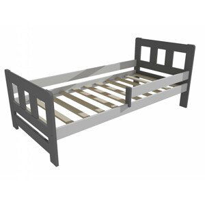 Dětská postel se zábranou VMK010FA KIDS (Rozměr: 80 x 190 cm, Barva dřeva: barva šedá + bílá)