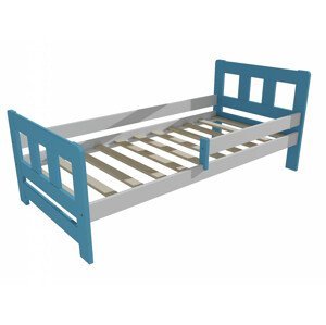 Dětská postel se zábranou VMK010FA KIDS (Rozměr: 80 x 170 cm, Barva dřeva: barva modrá + bílá)