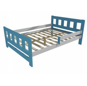 Dětská postel se zábranou VMK010FA KIDS (Rozměr: 120 x 200 cm, Barva dřeva: barva modrá + bílá)