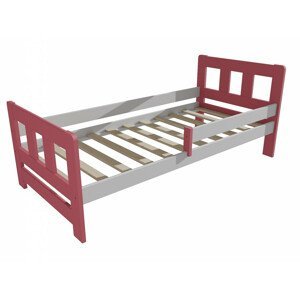 Dětská postel se zábranou VMK010FA KIDS (Rozměr: 70 x 160 cm, Barva dřeva: barva růžová + bílá)