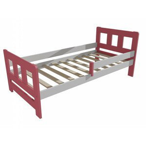 Dětská postel se zábranou VMK010FA KIDS (Rozměr: 90 x 170 cm, Barva dřeva: barva růžová + bílá)