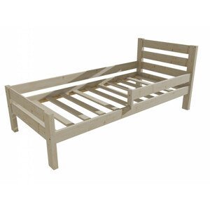 Dětská postel se zábranou VMK011C KIDS (Rozměr: 100 x 200 cm, Barva dřeva: surové dřevo)