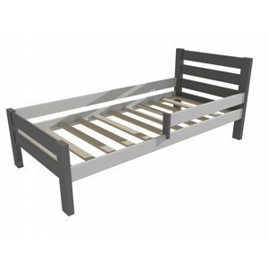 Dětská postel se zábranou VMK011C KIDS (Rozměr: 70 x 160 cm, Barva dřeva: barva šedá + bílá)