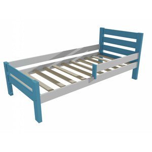 Dětská postel se zábranou VMK011C KIDS (Rozměr: 70 x 160 cm, Barva dřeva: barva modrá + bílá)