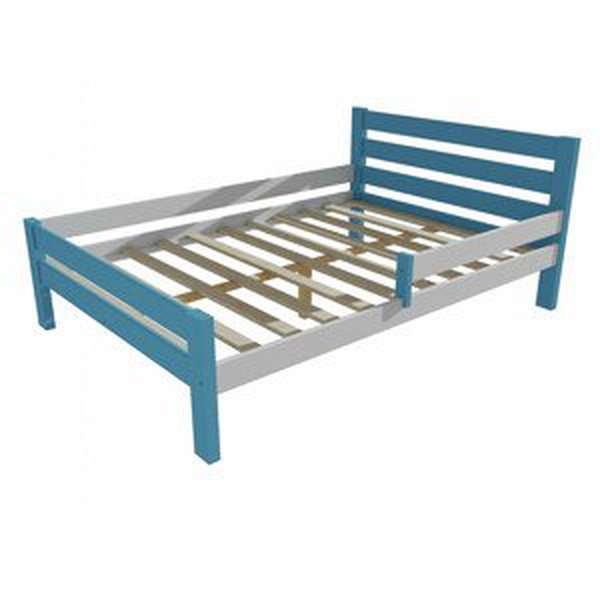 Dětská postel se zábranou VMK011C KIDS (Rozměr: 120 x 200 cm, Barva dřeva: barva modrá + bílá)