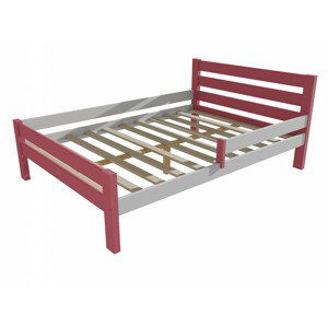 Dětská postel se zábranou VMK011C KIDS (Rozměr: 120 x 200 cm, Barva dřeva: barva růžová + bílá)