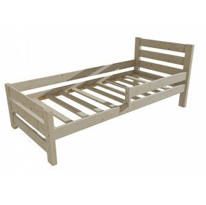 Dětská postel se zábranou VMK011D KIDS (Rozměr: 100 x 200 cm, Barva dřeva: surové dřevo)