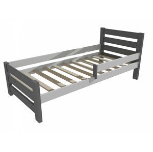 Dětská postel se zábranou VMK011D KIDS (Rozměr: 70 x 160 cm, Barva dřeva: barva šedá + bílá)