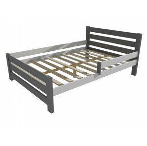Dětská postel se zábranou VMK011D KIDS (Rozměr: 120 x 200 cm, Barva dřeva: barva šedá + bílá)