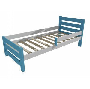 Dětská postel se zábranou VMK011D KIDS (Rozměr: 70 x 160 cm, Barva dřeva: barva modrá + bílá)