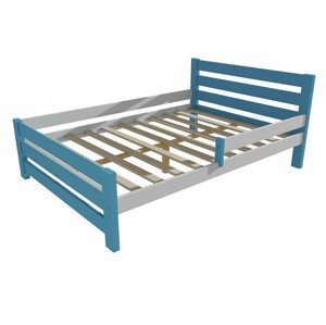 Dětská postel se zábranou VMK011D KIDS (Rozměr: 140 x 200 cm, Barva dřeva: barva modrá + bílá)