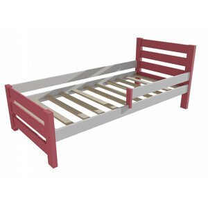 Dětská postel se zábranou VMK011D KIDS (Rozměr: 80 x 160 cm, Barva dřeva: barva růžová + bílá)