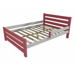 Dětská postel se zábranou VMK011D KIDS (Rozměr: 120 x 200 cm, Barva dřeva: barva růžová + bílá)
