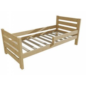 Dětská postel se zábranou VMK011E KIDS (Rozměr: 100 x 200 cm, Barva dřeva: bezbarvý lak)