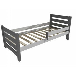 Dětská postel se zábranou VMK011E KIDS (Rozměr: 80 x 170 cm, Barva dřeva: barva šedá + bílá)