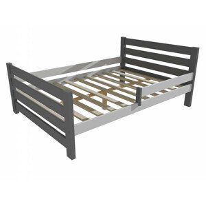 Dětská postel se zábranou VMK011E KIDS (Rozměr: 120 x 200 cm, Barva dřeva: barva šedá + bílá)
