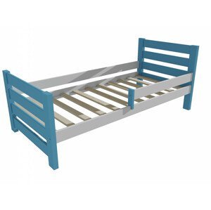 Dětská postel se zábranou VMK011E KIDS (Rozměr: 70 x 160 cm, Barva dřeva: barva modrá + bílá)