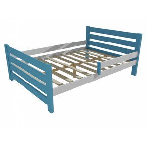 Dětská postel se zábranou VMK011E KIDS (Rozměr: 120 x 200 cm, Barva dřeva: barva modrá + bílá)