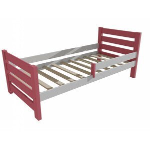 Dětská postel se zábranou VMK011E KIDS (Rozměr: 70 x 160 cm, Barva dřeva: barva růžová + bílá)