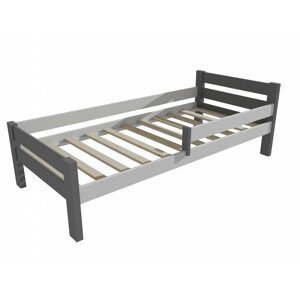Dětská postel se zábranou VMK012C KIDS (Rozměr: 70 x 160 cm, Barva dřeva: barva šedá + bílá)
