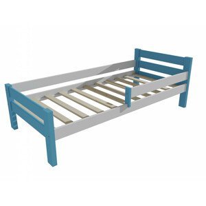 Dětská postel se zábranou VMK012C KIDS (Rozměr: 80 x 160 cm, Barva dřeva: barva modrá + bílá)