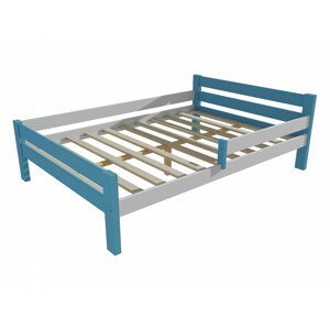 Dětská postel se zábranou VMK012C KIDS (Rozměr: 120 x 200 cm, Barva dřeva: barva modrá + bílá)