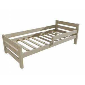 Dětská postel se zábranou VMK012D KIDS (Rozměr: 100 x 200 cm, Barva dřeva: surové dřevo)