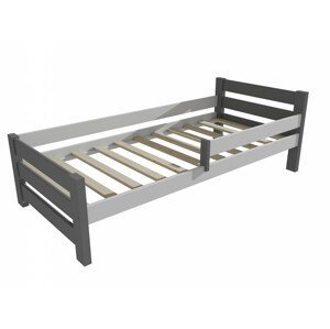 Dětská postel se zábranou VMK012D KIDS (Rozměr: 70 x 160 cm, Barva dřeva: barva šedá + bílá)