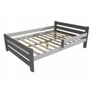 Dětská postel se zábranou VMK012D KIDS (Rozměr: 120 x 200 cm, Barva dřeva: barva šedá + bílá)