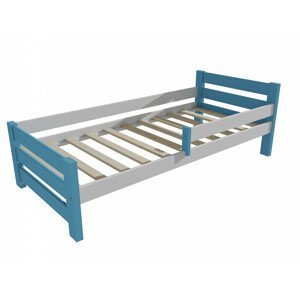 Dětská postel se zábranou VMK012D KIDS (Rozměr: 80 x 160 cm, Barva dřeva: barva modrá + bílá)