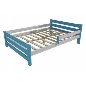 Dětská postel se zábranou VMK012D KIDS (Rozměr: 140 x 200 cm, Barva dřeva: barva modrá + bílá)