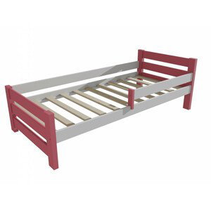 Dětská postel se zábranou VMK012D KIDS (Rozměr: 80 x 160 cm, Barva dřeva: barva růžová + bílá)