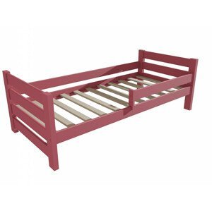 Dětská postel se zábranou VMK012E KIDS (Rozměr: 70 x 160 cm, Barva dřeva: barva růžová)