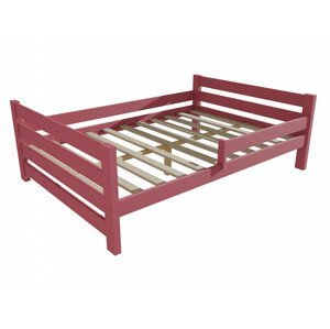 Dětská postel se zábranou VMK012E KIDS (Rozměr: 120 x 200 cm, Barva dřeva: barva růžová)
