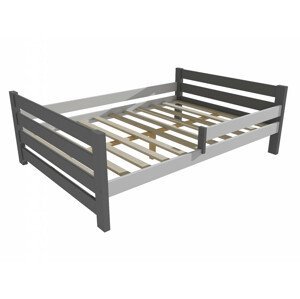 Dětská postel se zábranou VMK012E KIDS (Rozměr: 140 x 200 cm, Barva dřeva: barva šedá + bílá)