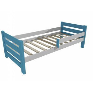 Dětská postel se zábranou VMK012E KIDS (Rozměr: 70 x 160 cm, Barva dřeva: barva modrá + bílá)