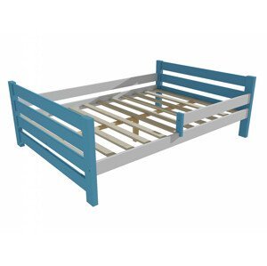 Dětská postel se zábranou VMK012E KIDS (Rozměr: 120 x 200 cm, Barva dřeva: barva modrá + bílá)