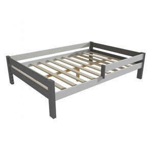 Dětská postel se zábranou VMK013C KIDS (Rozměr: 120 x 200 cm, Barva dřeva: barva šedá + bílá)