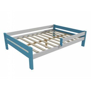 Dětská postel se zábranou VMK013C KIDS (Rozměr: 120 x 200 cm, Barva dřeva: barva modrá + bílá)