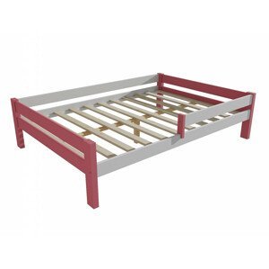 Dětská postel se zábranou VMK013C KIDS (Rozměr: 120 x 200 cm, Barva dřeva: barva růžová + bílá)
