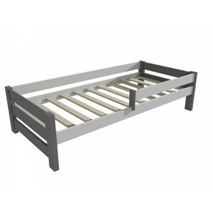Dětská postel se zábranou VMK013D KIDS (Rozměr: 70 x 160 cm, Barva dřeva: barva šedá + bílá)